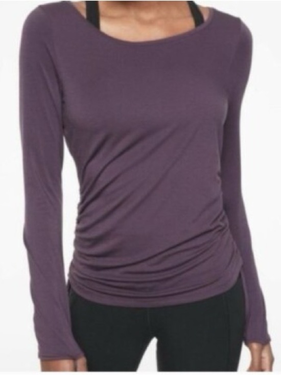 Athleta Tops - Athleta Women M Purple Encore Cinch Sides Long Sleeve Scoop Neck T-Shirt